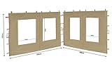 QUICK STAR 2 paredes laterales de poliéster con ventana 300/400 x 195 cm para cenador de 3 x 4 m, pared lateral beige RAL 1001 impermeable