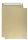 Netuno 250x sobres grandes de papel kraft color marrón DIN B4 250×353mm 100g con solapa recta autoadhesiva sin ventana sobres comerciales postales para uso general cartas facturas documentos negocios
