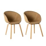 Pack de 2 sillas de Comedor tapizadas de Tela y Madera de Haya de 50x52x81 cm - LOLAhome (Marrón)