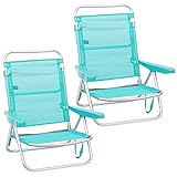 LOLAhome Pack de 2 sillas de Playa Convertibles en Cama de Aluminio y textileno (Aguamarina)
