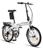 Licorne Bike Bicicleta Plegable prémium de 20 Pulgadas, para Hombres, niños, niñas y Mujeres, Cambio de 6 velocidades, Bicicleta Holandesa, Conser, Blanco/Negro