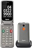 Gigaset GL590 - Teléfono móvil para Mayores con Teclas Grandes - Pantalla de Alta Visibilidad - botón de Emergencia SOS - Teclas extragrandes - Compatible con audífonos - móvil Plegable, Gris