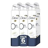 Dove 0% Desodorante Aerosol 48h Original Sin Aluminio Ni Alcohol para Mujer con Protección Antibacteriana Zinc, Pack de 6 x 200 ml