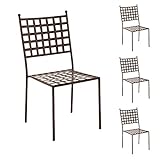 LOLAhome Set de 4 sillas de jardín apilables Cartago de Hierro Marrones de 49x61x90 cm
