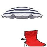 Sombrilla para silla con abrazadera, parasol con clip UPF 50+ de 46 pulgadas para patio, sillas de playa, cochecitos, sillas de ruedas, carritos de golf (D-Blue Stripe)