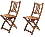 SAM Set de 2 sillas Plegables de Madera de Acacia, Silla de jardín, Madera Maciza, Ideal para Balcones, terrazas o Jardines, Certificado FSC