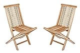 Junado Juego de 2 sillas Tumbona Plegable de Madera para balcón, terraza o jardín, Teca, marrón, 2 x Gartenstuhl Menorca