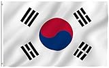 Anley Fly Breeze Bandera de Corea del Sur de 3x5 pies - Color vívido y Resistente a la decoloración UV - Encabezado de Lona y Doble Costura - Banderas Nacionales Coreanas S Poliéster con Arandelas