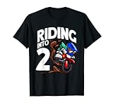 Cabalgando en 2 Niño Segundo Cumpleaños Jinete Motocross Cumpleaños Camiseta