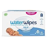 WaterWipes - Toallitas Originales biodegradables para bebés recién nacidos, formuladas con un 99,9 % de agua y sin perfume, ideales para pieles sensibles, 720 unidades (12 paquetes)