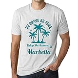 Hombre Camiseta Gráfico T-Shirt Be Brave & Free Enjoy The Summer Marbella Blanco Moteado