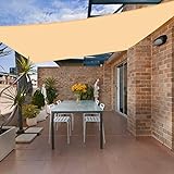 HENG FENG Toldo Vela de Sombra Impermeable Rectangular 4x6m Poliéster Protección Rayos UV Resistente para Terraza Patio Exterior Jardín Color Arena
