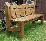 Banco de jardín de madera rústica de madera maciza de roble oscuro teñido muebles de jardín de patio