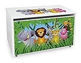 LEOMARK Blanco Caja de madera banco con almacenamiento para juguetes con Asiento, Baúl de juguetes sobre ruedas, Dim: 71 cm x 40 cm x 46 cm/WxDxH/ (ZOO)