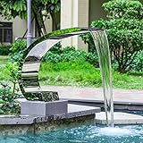 PONDO Piscina jardín cascada cascada 304 fuentes de acero inoxidable, cortina de agua pulverizada al aire libre para estanque, SPA, decoración de jardín (acabado espejado)