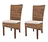Meubletmoi – Juego de 2 sillas de comedor trenzadas de Abaca natural – Estilo mimbre kubu exótico clásico Chic – Borneo