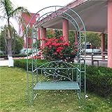 Banco de jardín de arco de metal al aire libre, 2 sillas de jardín decorativas, marco de escalada de rosas, balcón, terraza, soporte arqueado, pérgola de celosía, banco de porche de patio vintage