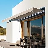 Outsunny Toldo Manual Plegable 3.5x2.5m de Aluminio Toldo Balcón Patio Terraza con Manivela Resistente al Agua Protección Solar UV para Jardín Exterior Beige