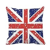 Tirar Almohada Cubierta de la Bandera roja Union Jack Blue Londres British Inglaterra Inglés 18x18 Pulgadas Funda de Almohada Casa de Almohada Cuadrada Decorativa Cubierta de cojín